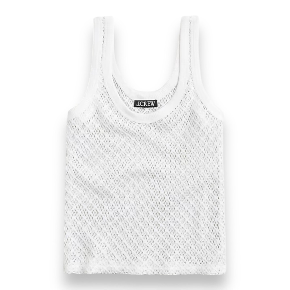 J. Crew White Mesh Tank Top